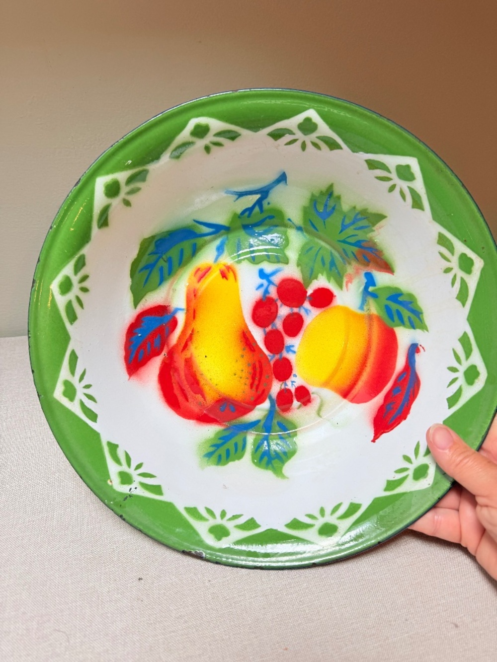 Vintage Rossini Creations Hong Kong Enameled Fruit Bowl 12”